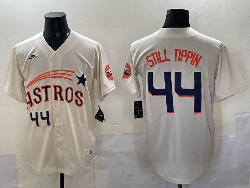 Men 2025 Houston Astros 44 Still Tippin Cream Joint Name Nike MLB Jersey 04